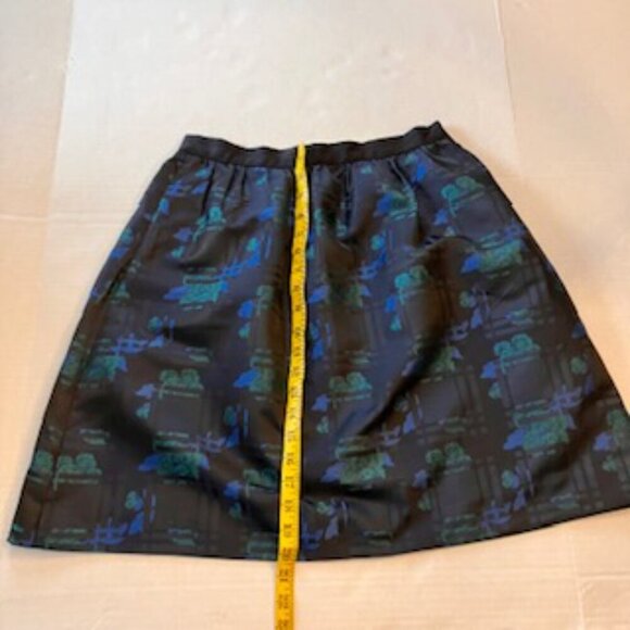 J. Crew textured satin black skirt with blue and green size 4 - Picture 4 of 5